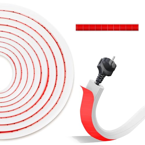 Ledebouk Kabelkanal Selbstklebend, 4m Kabelkanal Klein, Kabel Verstecken, Flexibler Kabelkanal Halbrund, Kabelschacht zum verstecken von Kabel, Kabelkanäle Weiß für alle Netzkabel in Haushalt/Bür