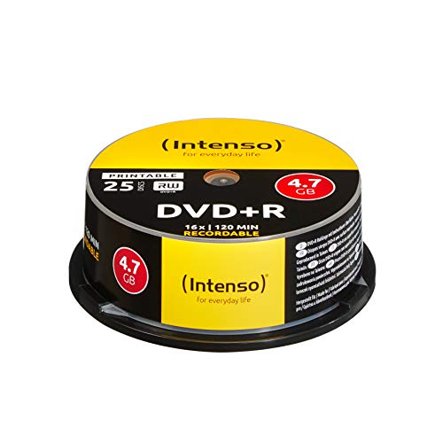 Intenso DVD+R 4,7 GB 16x DVD-Rohlinge bedruckbar kratzfest 25er Spindel