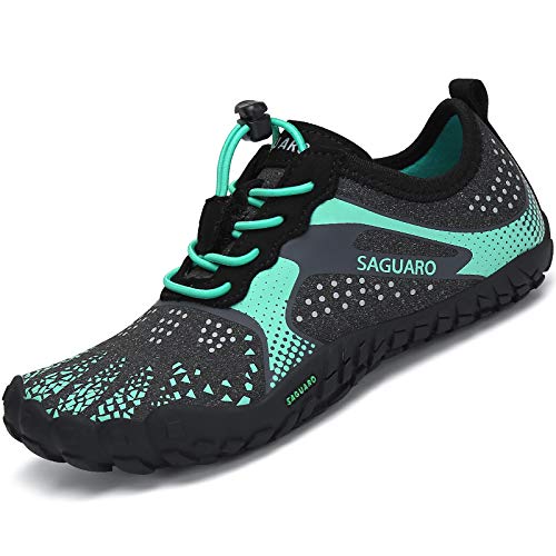 SAGUARO Schwimmschuhe Kinder Aquaschuhe Jungen Wasserschuhe rutschfest Strandschuhe Mädchen Badeschuhe Baby Fitness Grün Gr.35