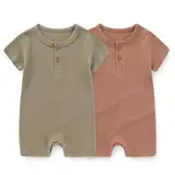 JELYLOVE Solid Unisex Kurzarm Baby Jungen Mädchen Spieler 2er-Pack Baumwolle Weich säuglingskleidung 0-24 Monate