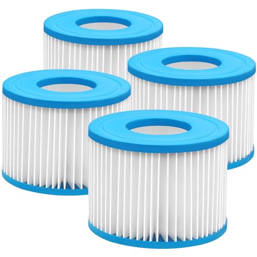 Filterkartuschen VI für Pool Filter, 4 Stück Filterkartusche Spa Whirlpool, Ersatz Filter Aufblasbare Pools, Filter für Whirlpool, Filter VI für Bestway Miami, Monaco Lay-Z-Spa, Vegas, Palm Springs