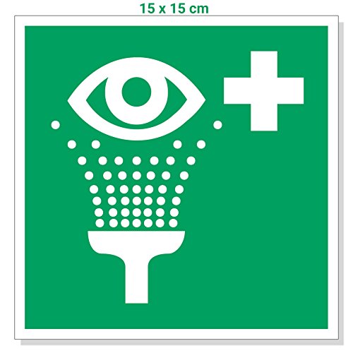 Aufkleber Augenspüleinrichtung 15x15, Zeichen Augendusche/Augenspülung/Notdusche Grün