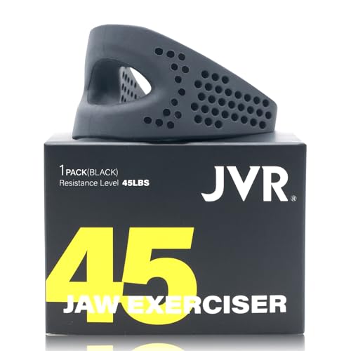 Kiefer Trainer von JVR, Jaw Trainings Gerät, Jawline Exerciser für Männer und Frauen, Verbesserung der Kieferlinie, Kiefer Training (Schwarz 45LBS)