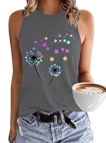 PLMOKEN Ärmellos Tank Top Damen - Sommer Vest Rundhals Oberteile Blusentop Elegantes Top