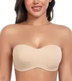 DotVol Damen Große Größen Bügel Ungepolstert Bandeau Trägerloser Multiway Minimizer BH(Beige, 95D)