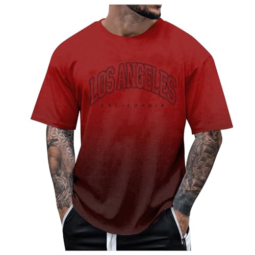 T-Shirt Farbverlauf Herren, Sport Shirt Slim Fit Herren, Fotodruck Rundhals Tshirt Klassisches Loose Fit Tops Premium Funktions Sportshirts Fashion Streetstyle Oberteile Hip Hop
