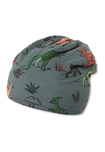 Sterntaler Baby Jungen Beanie Baby Slouch-Beanie Dino Mütze - Beanie Baby, Kinderbeanie - gefüttert mit Baumwoll Fleece - dunkelgrün, 51