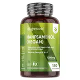 Hanfsamenöl Vegan Softgels - Reich an Omega 3, 6 & 9-180 Weichkapseln - 1000mg Hanföl - 6 Monate Vorrat - Hemp Seed Oil von WeightWorld