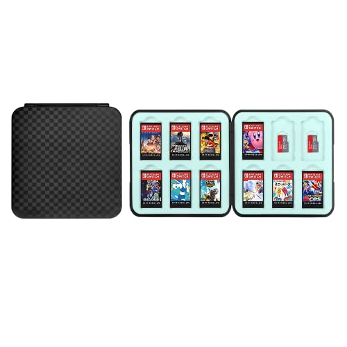 Vicloon Aufbewahrungsbox für SwitchSpielkarten Kompatibel Nintendo Switch OLED Modell/Switch Lite,12 in 1 Game Card Genrics Speicherkarten Spiele Tasche Organizer für Switch Spielkarte-Schwarz