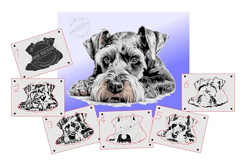 AS-403 Hund Schnauzer Step by Step Schablone für Acryl, Airbrush, Spray, Lacke und Wandfarbe