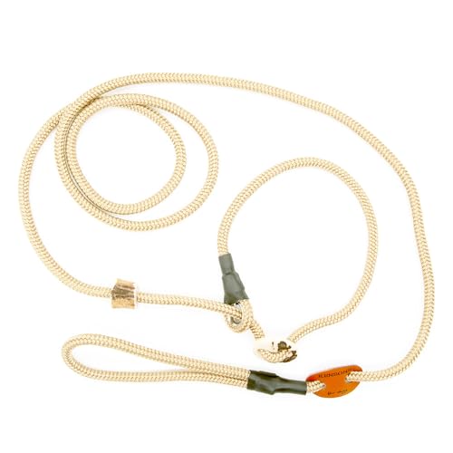 Showleine mit Stopper/Zugstopp - BEIGE | 6 mm Durchmesser x 160 cm Länge - Sportliche Vorführleine/Ausstellungsleine für Hundeausstellungen