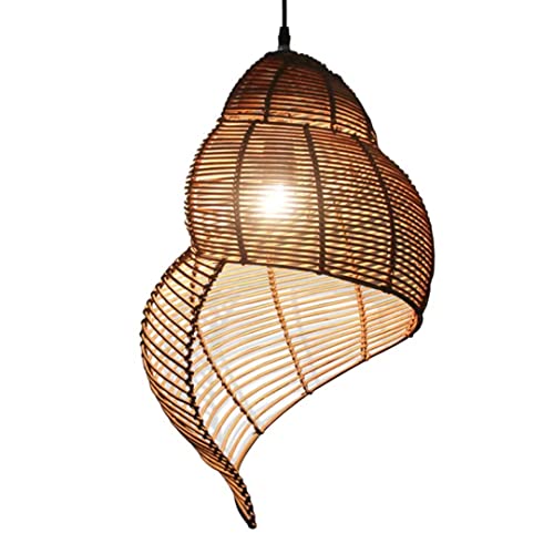 GUANSHAN Conch Rattan Pendelleuchte, handgefertigte pastorale Rattan-Deckenleuchte, Kronleuchter, Deckenleuchte im südostasiatischen Stil für Wohnzimmer, Esszimmer, Café