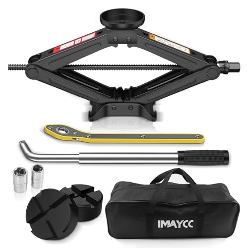 IMAYCC Wagenheber 2.5T/2500kg, Universelle Scherenwagenheber für Auto mit Gummiauflage, Tragbarer Wagenheber mit Radmutternschlüssel, Auto-Notfallset für SUV MPV, Ideal für Wartung und Reparatur