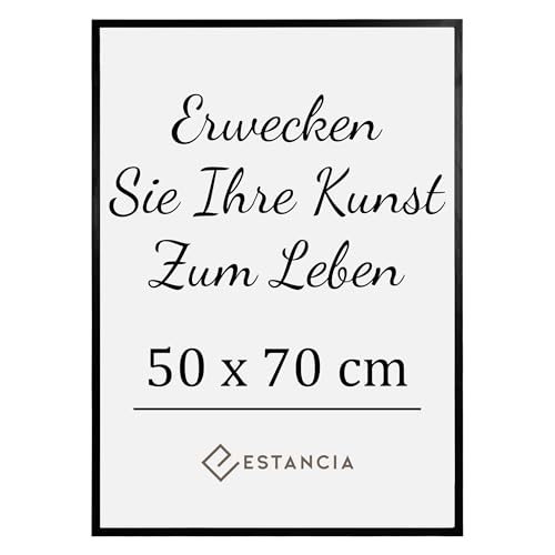 Estancia Schwarzer Holz Bilderrahmen 50x70 cm mit Bruchsicheres Acrylglas | Moderner Portraitrahmen Holz 50 x 70 cm | Schwarz Bilderrahmen 70x50 cm | Rahmen 50x70 cm