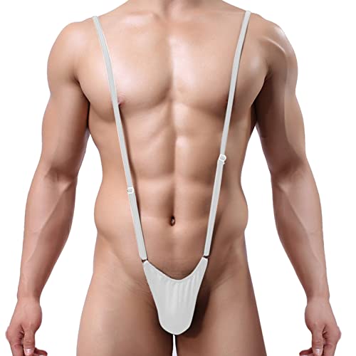 BlzzWo Borat Mankini Badeanzug erotische maennerkleidung String weiß perlen Tanga Herren desouses Maenner sexy Boxers Gay top kostüm Herren Karneval kostüme für Fasching