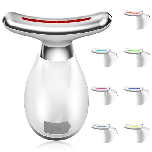 Gesichtsmassagegerät,Hals Gesicht Anti Falten 7 Farben Elektrisches Gesichtsmassagegerät 3 Modi Face Lifting Gerät,45°C EMS Gerät Gesicht im Vibrations modus,zur Hautpflege,Straffung&Verbesserung