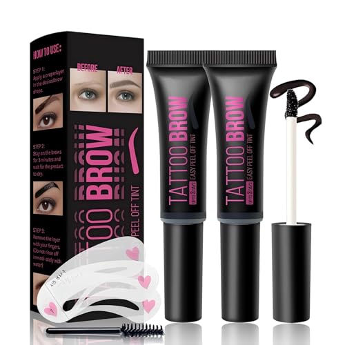 Tattoo Augenbraue Gel Augenbrauenstift Augenbrauenstyling Creme Augenbrauenfarbe Tint Creme Peel Off Augenbrauen Creme Natürlichen Tattoo Brow Gel Langanhaltend Wasserdicht (03#, 2pcs)
