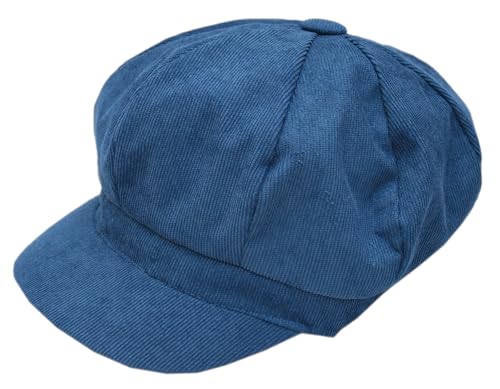 Cool4 Fein Cord Ballonmütze Cord Bakerboy Mütze Baumwolle Cap Visor Vintage A05 (Jeansblau) (57)