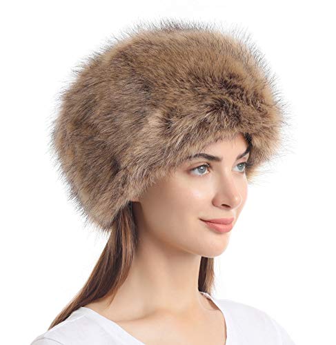 Soul Young Damen Fellmütze Pelzmütze Wintermütze Faux Fuchs Warm Weich Pelz mütze(Braun)