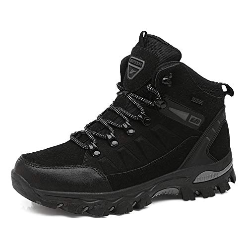 WOWEI Wanderstiefel Wanderschuhe wasserdichte Outdoor Sportlich Gleitsicher Bequem Leicht Bergstiefel Trekking Schuhe Damen Herren Wanderhalbschuhe, Schwarz-1, 39 EU
