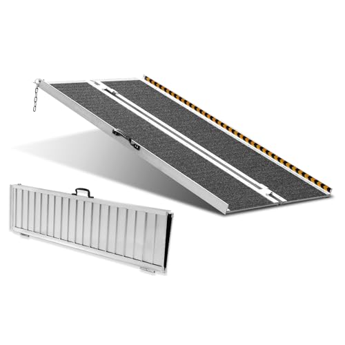 VEVOR Tragbare Rollstuhlrampe, 121,92 cm 363 kg Tragkraft, rutschfeste Aluminium-Klappschwellenrampe, Faltbare Rampe für Mobilitätsroller, Rollstuhlrampe, für Hausstufen, Treppen, Türen, Bordsteine