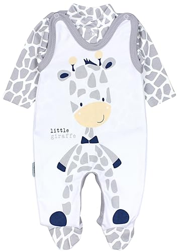 TupTam Baby Mädchen Jungen Strampler mit Langarmshirt Aufdruck Spruch 2 teilig, Farbe: Giraffe, Größe: 62