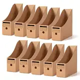 10 Stück Zeitschriftensammler aus Kraftpapier, Stehsammler Pappe, Schreibtisch Organizer für Datei Ordner Schreibwaren Bürobedarf,einfache Lagerung