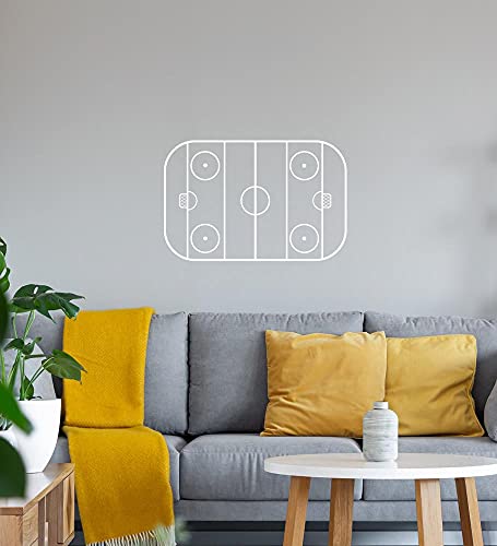 Eishockeyfeld Wandtattoo Weiß Aufkleber 68 x 45 cm