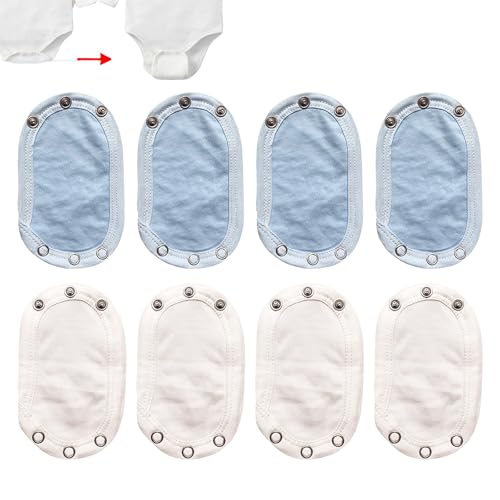 8 Stück Body Verlängerung Baby Babyspielanzug Gabelung Extenter Baby Bodysuit Extender Baby Onesie Extender Babystrampler Aus Reiner Baumwolle Mit Verlängerter Babystoffeinlage (Blau Und Weiß)