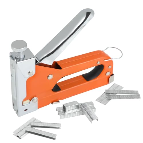 Tacker für Holz Set - 3-in-1 Handtacker Set mit 600 Klammern Professionelle Tackerpistole für Holz Handtacker Stoffbefestigung Möbelherstellung Dekoration und Kabelbefestigung (Orange)
