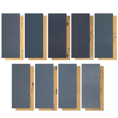 72 STK Schleifpapier Set, Schmirgelpapier, Nass und Trocken Sandpapier Fein zum Polieren und Schleifen für Auto Holz Metall Glas Lack, Körnung 400 600 800 1000 1200 1500 2000 2500 3000, 23 x 9 cm