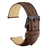 WOCCI 24mm Vintage Leder Uhrenarmband mit Schwarzer Schnalle, Ersatz Armbanduhr (Dunkelbraun)