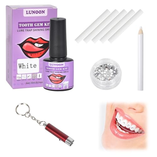 Zahnschmuck Set DIY Zahn Edelstein Kit Mit Kleber Zahnstein Schmuck em Kit Zahnschmuck Dekorations Set, Zahnstein Schmuck Tooth Crystal Kit, für Reflektierende Zahnverzierungs-Dekoration (Weiß)
