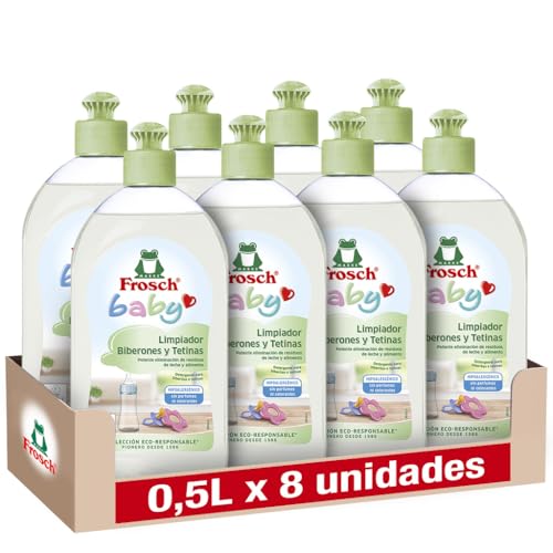 Frosch Baby Baby- und Saugerreiniger, entfernt Milch- und Speisereste, hypoallergen und umweltfreundlich, 8 Stück x 500 ml