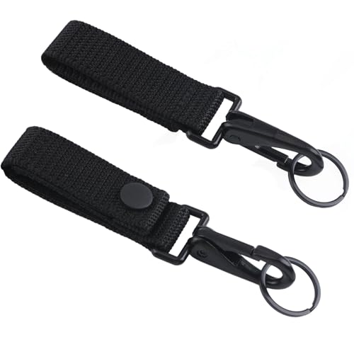 HOMMDECO Robuster Gürtelhalter mit Schlüsselanhänger, Olecranon-Nylon, taktischer Haken, kompakt, leicht, Halterung für Wandern, Rucksack, Gürtel-Clip, 2 Stück (schwarz), Schwarz, 2 Stück