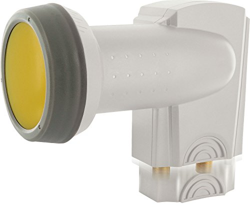 SCHWAIGER 333 Twin LNB 2-Teilnehmer Low Noise Blockconverter Sun Protect digital LNC hitzebeständig Satelliten-Anlage SAT-Empfang herausziehbarer Wetterschutz vergoldete Kontakte hellgrau