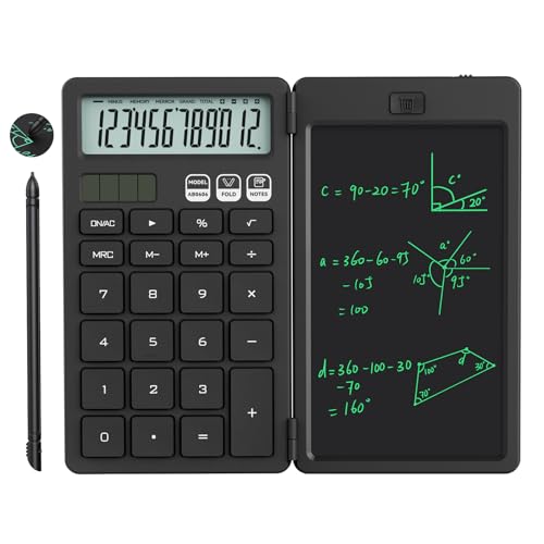 NEWYES Taschenrechner, 2-in-1 Rechner mit großer Tasten und 6,5 Zoll Schreibtafel Nicht Programmierbarer Tischenrechner, Ideal für Reisen, Büro, Schule usw