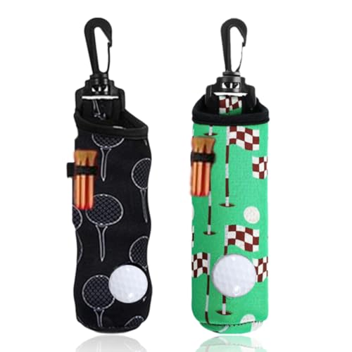 BQRKOTM Golfballs Tragetasche,2 stk Golfballhalter,Ball Tasche Tee Tasche Neopren Ball Tasche Halter Clip Utility Pouch,Tees Halter Tragetasche Tragetasche Gürtel Tasche Sport Zubehör