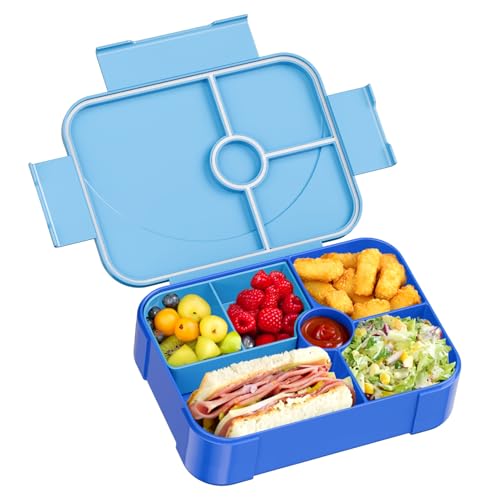 LEIKEEGO Brotdose Kinder mit Fächern Auslaufsicher Lunchbox Kinder Brotdose Kinder für Mädchen & Jungen, Jausenbox Kinder für Kindergarten & Schule (Blau)