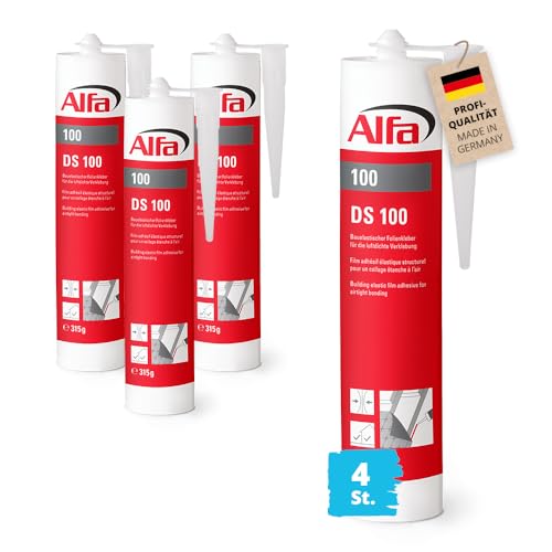 4x Alfa Folienkleber bauelastisch 315 Gramm Profi-Qualität Dampfbremsfolien und Fensteranschlussbänder luftdicht Verkleben Spezialklebstoff