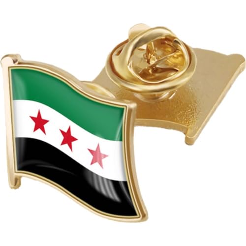 HiyyFloy Syrien Karte Flagge Souvenir Pin Syrische Arabische Republik Flagge Brosche Pins Nationales Emblem Abzeichen Anstecknadeln Landesflagge Pin Abzeichen Für Hut