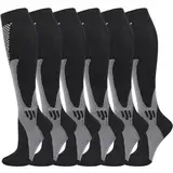 Kompressionssocken (3 Paar) für Männer Zirkulation 20-30mmHg Medizinische Kompressionsstrümpfe Frauen Stillen (Schwarz, L-XL)