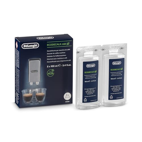 De'Longhi EcoDecalk Mini Entkalker DLSC200, 2 Entkalkungs Dosen, Kaffee Maschine Entkalker, Kaffee Maschine Wartungs Zubehör, Pflanzliche Inhalts Stoffe, 2x100ml, Weiß