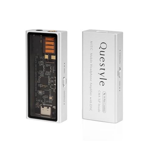Questyle M15C Kopfhörerverstärker, tragbarer DAC-Verstärker mit Dual-Klinke, tragbarer Kopfhörerverstärker, MFi-zertifiziert, Hi-Res DAC, geräuscharm, USB-DAC für iOS/Android/PC