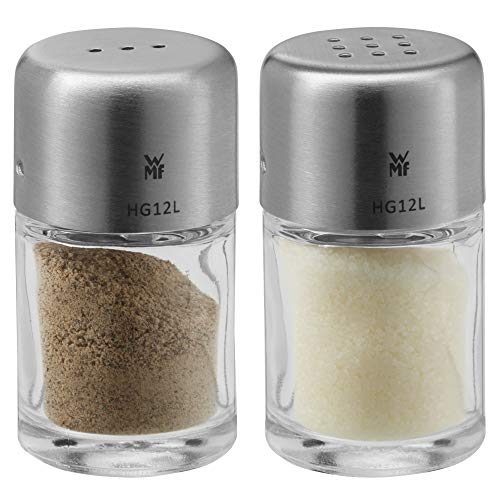 WMF Bel Gusto Salz und Pfeffer Streuer Set 2-teilig, Streuer klein, Salzstreuer Mini, Cromargan Edelstahl mattiert