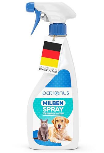 Milbenspray Hunde & Katzen, effektive Milben-Abwehr 500ml mit ätherischen Ölen - Grasmilben Spray für Hunde & Katzen, Milbenspray Hund, Milbenspray Katze - dezenter Duft, wirksam und laborgeprüft