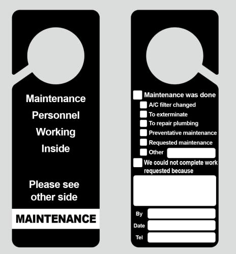 24,1 x 8,9 cm, 20 Packungen Wartung Türhänger Tags für Grundstücksverwaltung, Mietwohnungen für Tür, großes Loch und weiches Anti-Kneifen-Design, Kunststoffschild