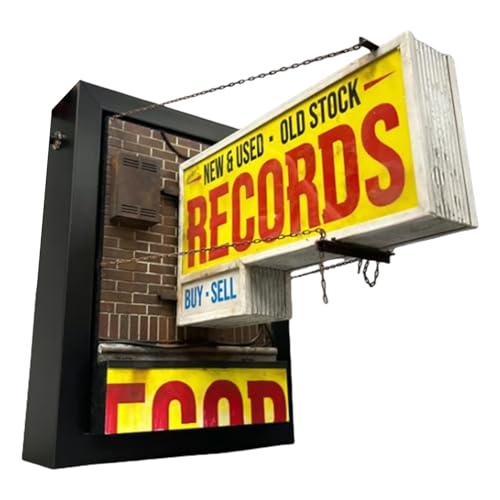 Retro Wandleuchte Für Schallplattenstudio - Vinyl Plattenladen Retro Lichtbox - Plattenspieler Beleuchtung Gelbes Schild Für Gastronomie Wohnzimmer Deko