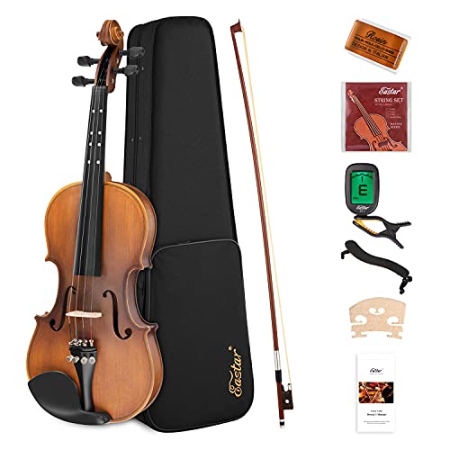 Eastar 4/4 Violinenset in voller Größe, matte Violine für Anfänger und Erwachsene mit Hartschalenkoffer, Kolophonium, Schulterstütze, Bogen, Stimmgerät und zusätzlichen Saiten