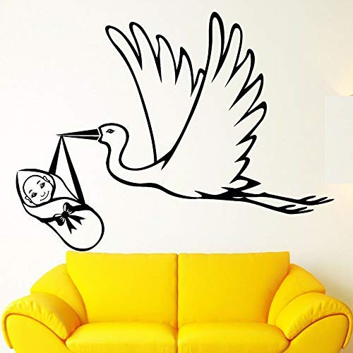 Wandaufkleber Storch Baby Geburt Geburtsklinik Familie Vinyl Wandtattoo Kinderzimmer Kinderzimmer Babyzimmer Home Decoration 42X55Cm